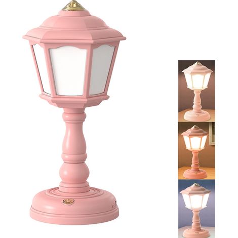 Mini lampe de bureau, Lampe de table à intensité variable, lampe de bureau rechargeable, lampe de bureau sans fil (rose) (1/5)