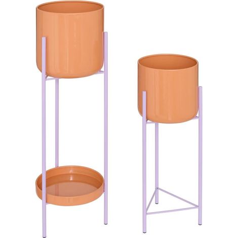 Lot de 2 Cache-Pots en Métal "Poolside" 60cm Corail