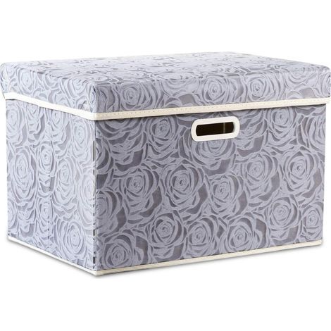 Grandes boîtes de rangement pliables avec couvercles [1 paquet] Organisateur de cube de bac de rangement décoratif en tissu, gris 45 x 30 x 30 cm (1/4)