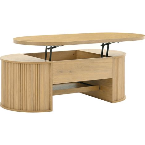 Mesa de centro elevable de MDF efecto madera con estante extraíble y compartimento MODENUIT (1/5)