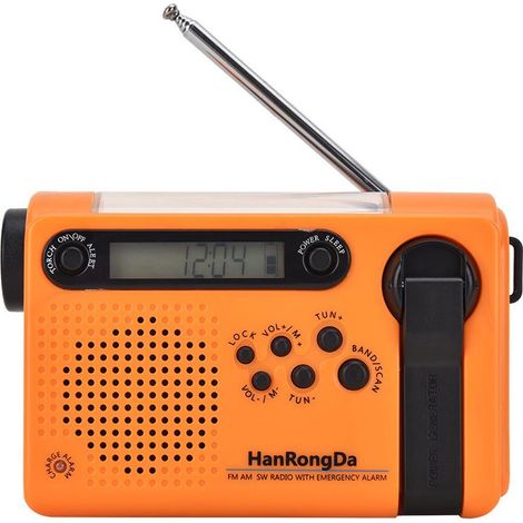 Notradio mit NOAA-Warnungen, AM/FM-Empfang, Handkurbel- und Solarbetrieb, 2000-mAh-Akku, Taschenlampe und SOS-Funktion für Wanderungen, Stürme und Überlebenssituationen