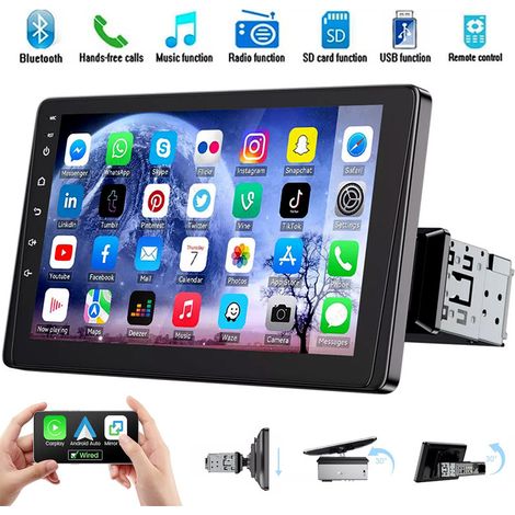 Autoradio rotatif 9" simple 1DIN avec lecteur Apple CarPlay MP5 et radio SWC