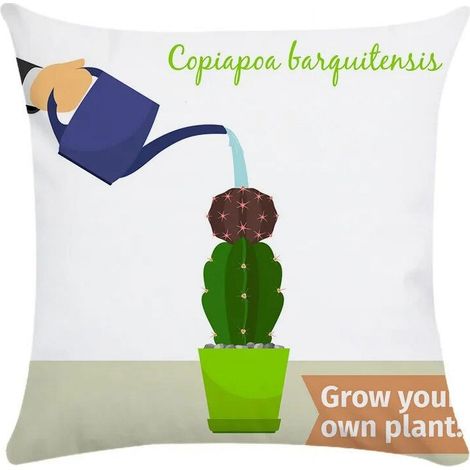 Taie D’Oreiller Coton Linen - Motif Cactus Imprimé Des Deux Côtés - Pour Canapé Chaise Lit Bureau Voiture - 40x40 cm (1/5)
