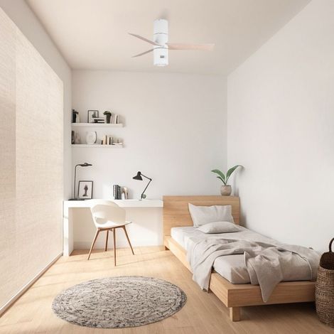 HYBRID MINI Ventilatore da Soffitto Bianco/Pino Purificatore Ø90 cm