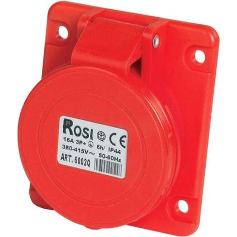 Presa industriale da incasso, 380V, 3P+T, 16A, IP54, 75x75mm, inclinata 10° - Rosi 1006002Q (1/2)