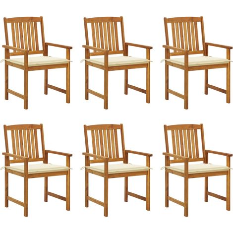 Lot de 6 Chaises/Fauteuils de jardin avec coussins Bois d'acacia massif -TF88022 (1/5)