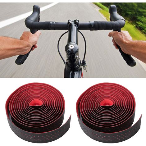 Ruban de guidon vélo route antidérapant PU souple et respirant pour vélo de montagne (Rouge) (1/5)