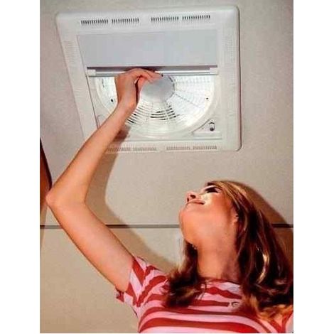 Imline – Store d'occultation 40x40 cm – Couleur ivoire – Ventilation permanente avec grilles latérales – Pour camping-car et caravane