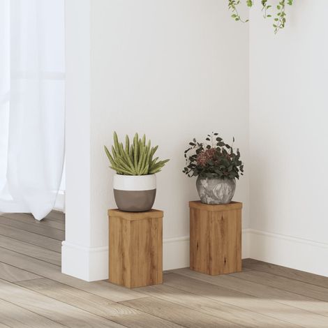 Soportes de plantas 2 uds madera roble artisian 10x10x18 cm vidaXL