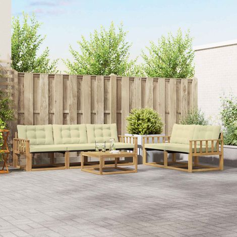 vidaXL Outdoor-Sofagarnitur 6 pcs Weiß und Creme 79 x 79 x 37 cm (1/5)