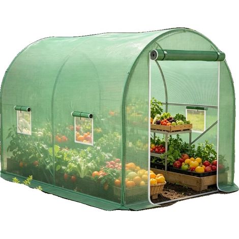 Gartentunnel Gewächshaus, 3 m x 6 m x 2,1 m, UV-beständig, wasserdicht, ungiftige Materialien, Schutz für Pflanzen im Freien (1/5)