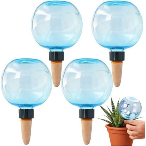 Lot de 4 Boules d’Arrosage Automatique 500 ml pour Plantes d’Intérieur, Balcon et Jardin – Bulbes Transparentes (1/5)