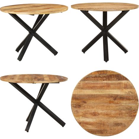 vidaXL Table à dîner ronde 100x100x75 cm Bois de manguier brut (1/5)