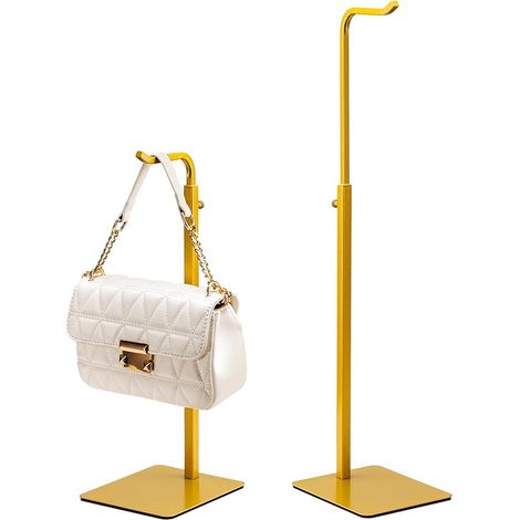 Lot de 2 présentoirs pour sac à main : support doré pour sacs, sacs à main et couronne, crochet réglable pour table, placard et vente au détail pour les vendeurs (1/5)