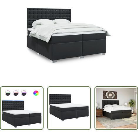 vidaXL Surmatelas - Sommier à lattes de lit avec matelas Noir 200x200 cm Similicuir (1/5)
