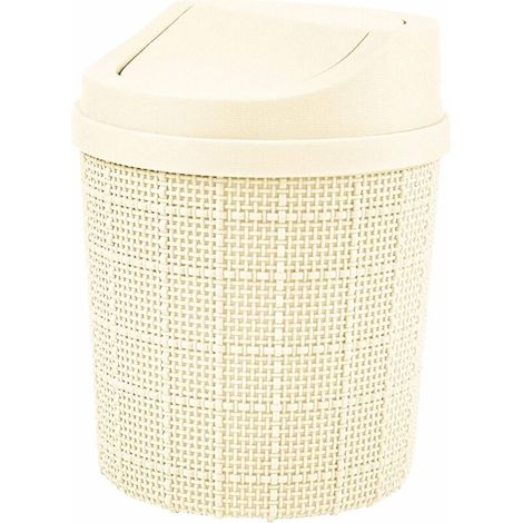 1,5 l Mini-Mülleimer, Mini-Tischmülleimer, mit Mülleimer und Schwingdeckel, für Schlafzimmer, Wohnzimmer, Küche, Fahrzeug (weiß)