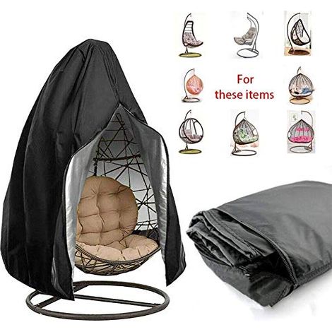 Couverture de Fauteuil Suspendu Housse de Protection pour œufs Chaise Housses Imperméable pour Mobilier Balancelles de Jardin Noir (1) (1/4)