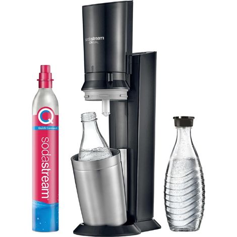 Machine à Soda 2 Carafes Verre + Cylindre 60L Noire (1/5)