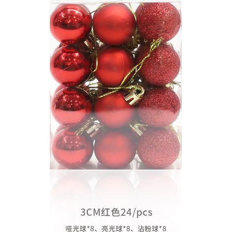 Boules de Noël électroplaquées, 3 cm, brillantes, roses et mates, lot de 24 boîtes en PVC colorées, décorations de Noël, boîtes carrées rouges de 3 cm.