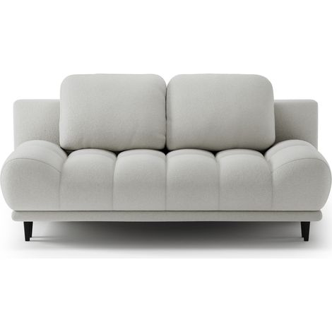 Canapé convertible 2 places NIVIO – Coffre & pieds bois noir-Blanc (1/5)