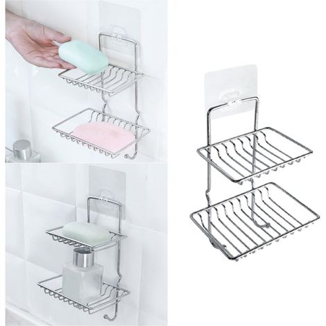 Porte-savonnette Double Étage en Acier Inoxydable Drainage (1/5)