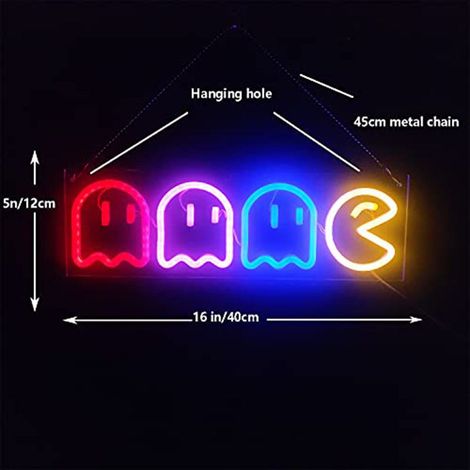 Jeu néon logo fantôme néon LED archéologie décorative Vintage pour la décoration de la salle de jeu avec panneau mural USB / switch LED néon logo chambre chambre pour enfants Bar Halloween Party Chris