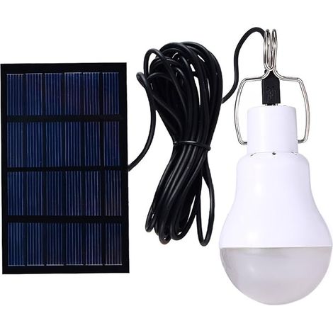 Lampe Solaire Portative - Ampoule Led Rechargeable Par Panneau Solaire - Éclairage D'Urgence Pour Camping Tente Pêche Nocturne - 1 Pièce (1/5)