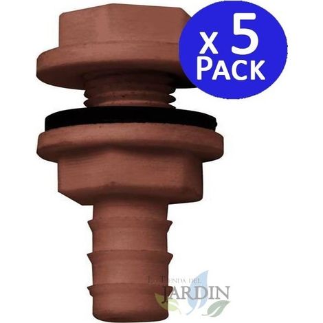 Lot de 5 Raccord de sortie de réservoir en plastique de 10 mm, Connecteur Réservoirs d'eau, Robinet baril de pluie