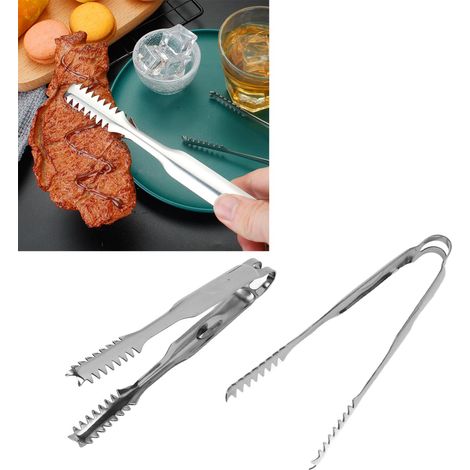 Eiszange aus Edelstahl, Brotzange, Grillzange, Speisezange, 17,6 cm (1/5)