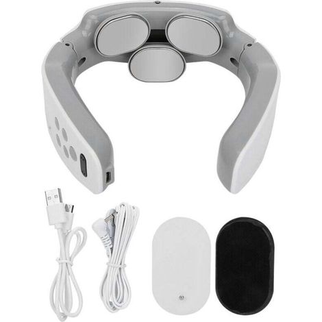 Masseur cervical rechargeable intelligent - 3 têtes physiothérapie - Blanc - Charge rapide
