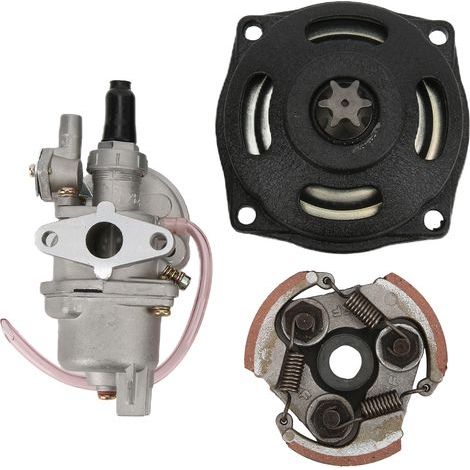 Carburador para minimoto, carburador de metal de 37 mm, juego de pastillas de embrague de transmisión de 6 dientes para scooter, pastillas de embrague para minimoto de 2 tiempos de 47 cc y 49 cc. (1/5)