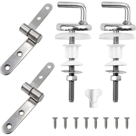 2 - Fixation Abattant WC - Charnière Siège Toilette - Acier Inoxydable Universel Pour Remplacement Facile Ouverture 14-18mm Argenté (1/5)