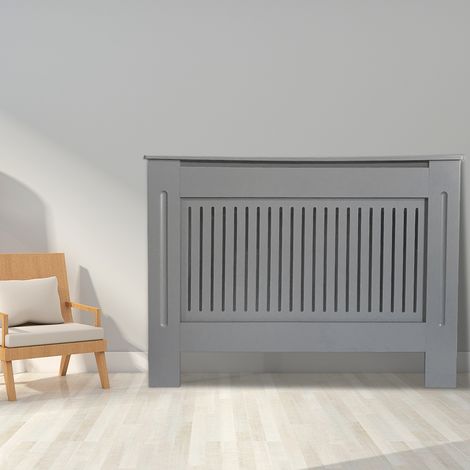 Premium Radiator Cover  MDF Cabinet with Modern Vertical Style Slats  Grey Painted  M(1120mmx815mm)