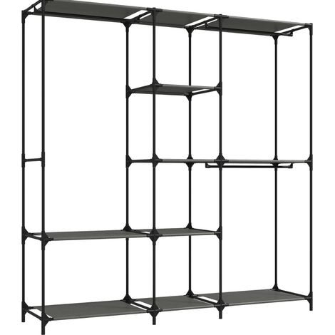 CHICFURN Penderie textile 182 x 43 x 182 cm en métal noir 3 tringles 5 étagères sans outils (1/5)