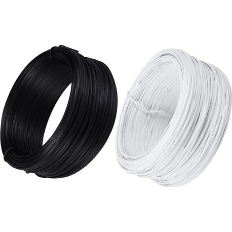 Fil de Ligature Gainé de PVC, 2 Rouleaux, Flexible et Résistant Fleurs et Couronnes de Houx, Adapté aux Appareils Électriques la Mousse, Blanc et Noir (1/5)
