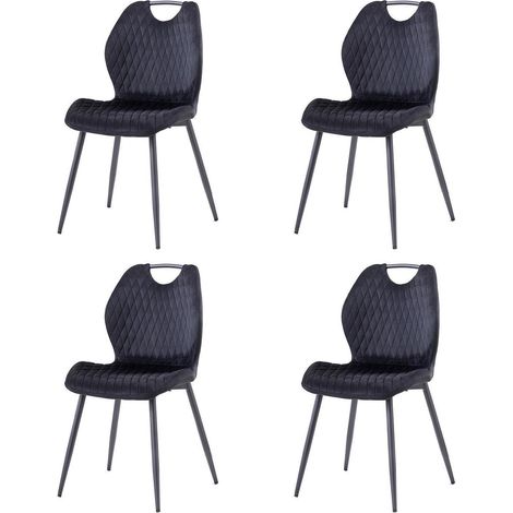 Esszimmerstühle 4er-Set, Polsterstühle mit Metallbeinen, Schwarz (1/5)