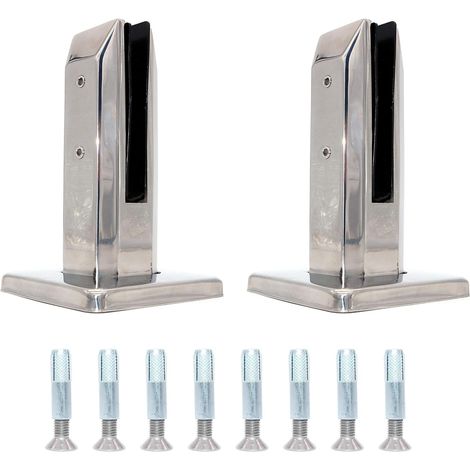 Set di 2 pali quadrati per pannelli in vetro realizzati in acciaio inox 304 per recinzioni di piscine, recinzioni da giardino, recinzioni per balconi, pali per balaustre con estremità arrotondate, sta