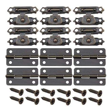 36pcs Boîte Loquet Moraillons et Charnières avec Vis Antique Petites Charnières Vintage de Porte Accessoires pour Boîte en Bois Armoire, Bronze Antique (1/5)