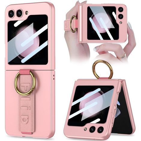 GKK Hülle für Samsung Galaxy Z Flip7 FE / Z Flip6, Ringhalter, mit Tragegurt, Pink (1/5)