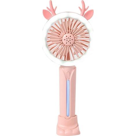 Tragbarer Ventilator, wiederaufladbar über USB, praktisch, geeignet für Studenten und Büros, kleiner tragbarer Ventilator, Pink