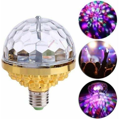 Lumière disco colorée rotative à LED – Boule de cristal – Douille d'ampoule de fête – Boule multicolore multi-surfaces – Base E27 (1/5)