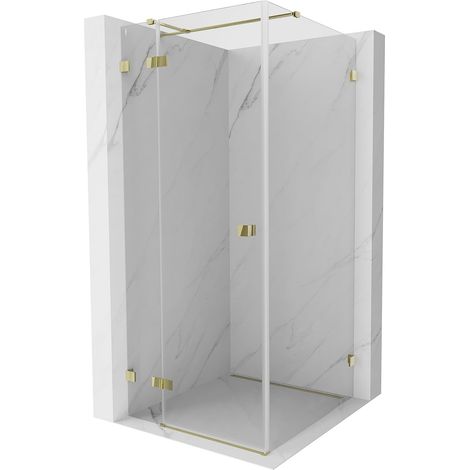 Mexen Lunar T cabina de ducha abatible izquierda 120 x 120 cm, transparente, dorado - 834T-120-120-50-00-L (1/5)