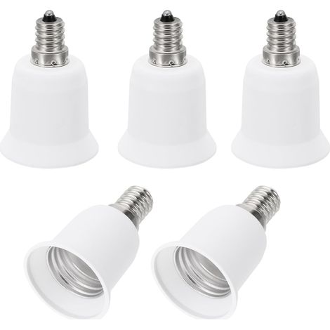 E12 vers E26/E27 Lumière Douille Adaptateur, Adaptateur de douille, 5pcs Lampe Support Convertir Vis Base Convertisseur pour Halogène CFL Lumière Ampoule, Blanc