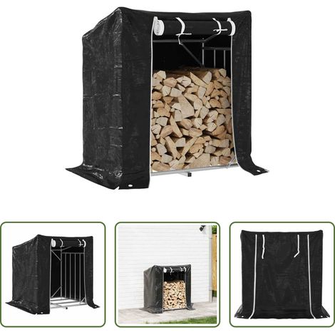 Étagère bois - Portant de bois de chauffage et housse de pluie acier galvanisé (1/5)