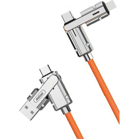 Andowl - Cavo Usb Multiporta Trasferimento Dati Ricarica Rapida 4in1 2mt Connettore A Gomito Q-sj535 - (1/2)