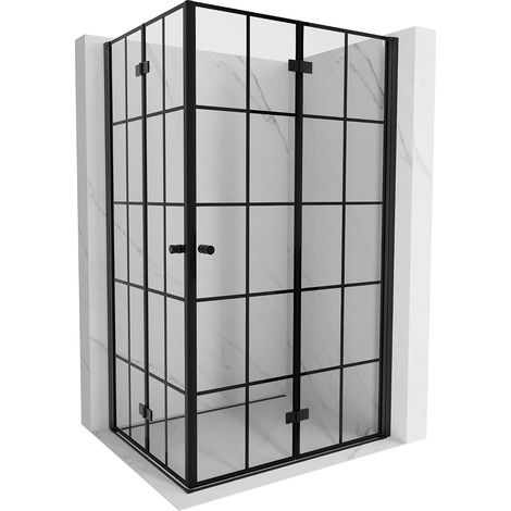 Mexen Mist-F Duo faltbare Duschkabine 110 x 120 cm, schwarzes Gitter, schwarz - 8A6-110L-120P-70-77 (1/5)