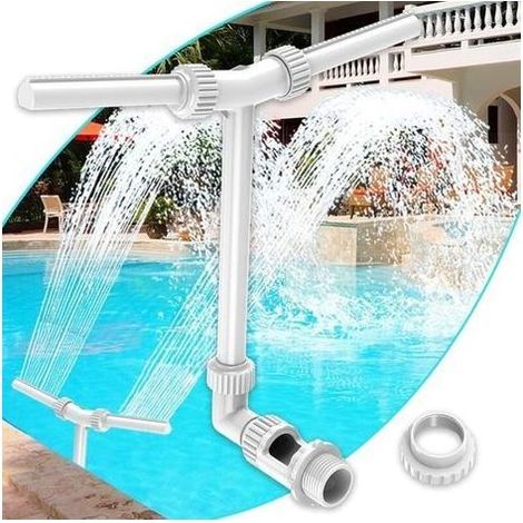 Fontaine de Piscine,Accessoires de Piscine à Double Jet pour Piscine Hors Sol/souterraine,Fontaine de Piscine réglable 2 en 1 (1/5)