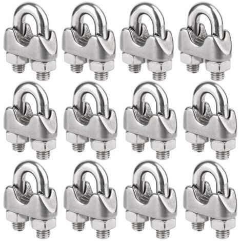 12 bridas de acero inoxidable para cables de acero de 5 mm de diámetro (M5) (1/5)