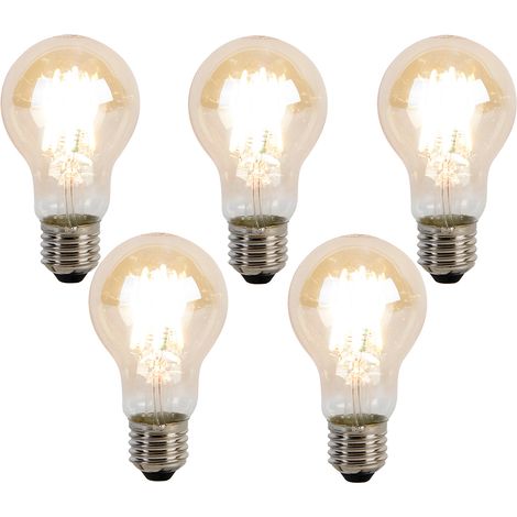 LUEDD Juego de 5 bombillas LED regulables Kelvin E27 A60 Goldline 8W 806lm 2000-2700K