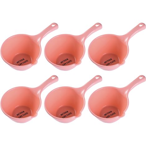 Lot de 6 louches de bain en plastique, louches de cuisine épaisses, gobelet doseur pour salle de bain, louche à eau avec manche, cuillère doseuse pour laver les cheveux (1/5)